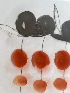 Poppy Grove, Botanical, Gray and Red sur papier mylar