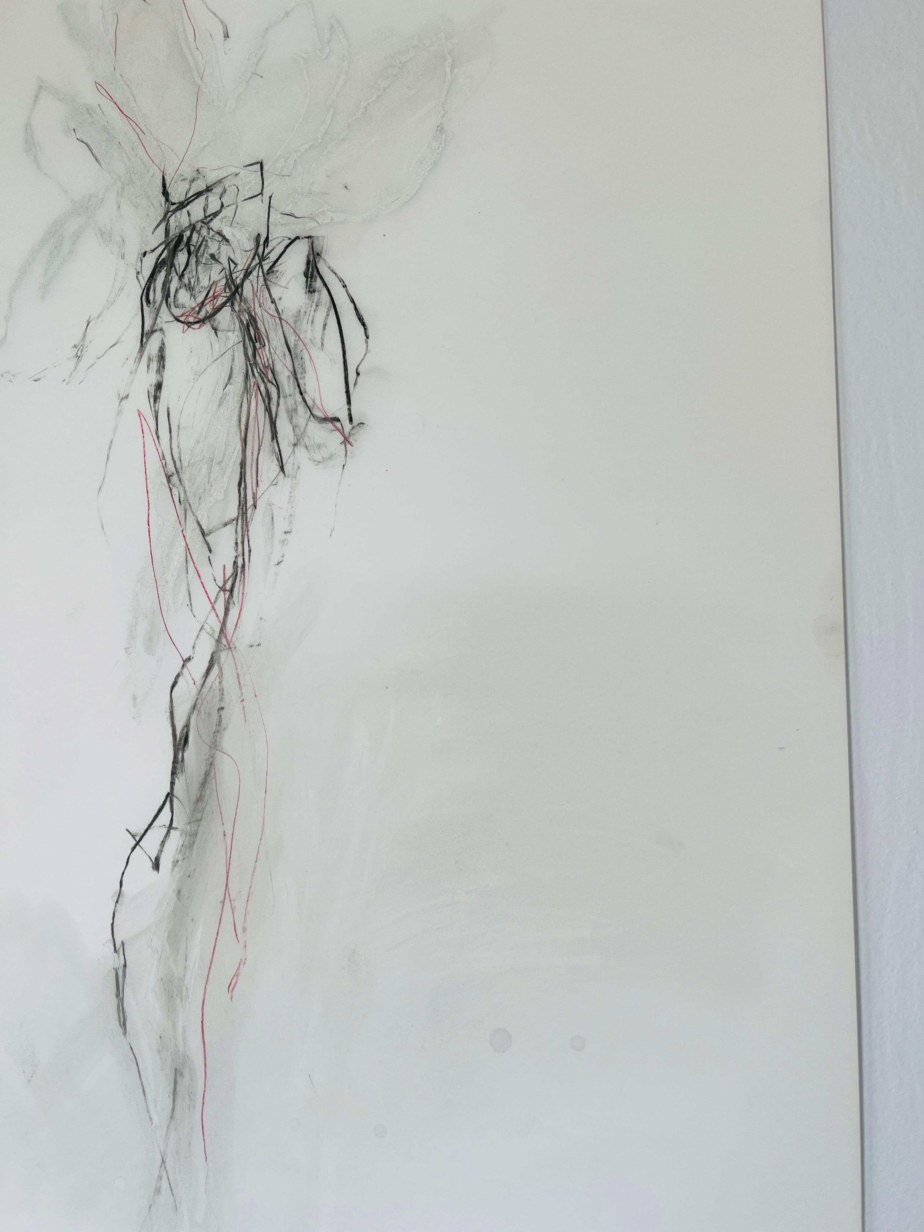 Flower Drawing, No. 1, graphite pencil and pastel on mylar paper For Sale 1