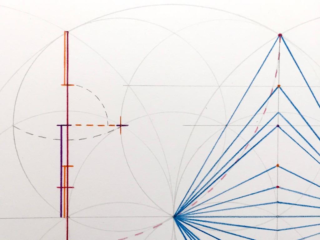 Brigitte Parusel, Geometric Relationships #1, _2022, Paper, Pencil, Color Pencil For Sale 1