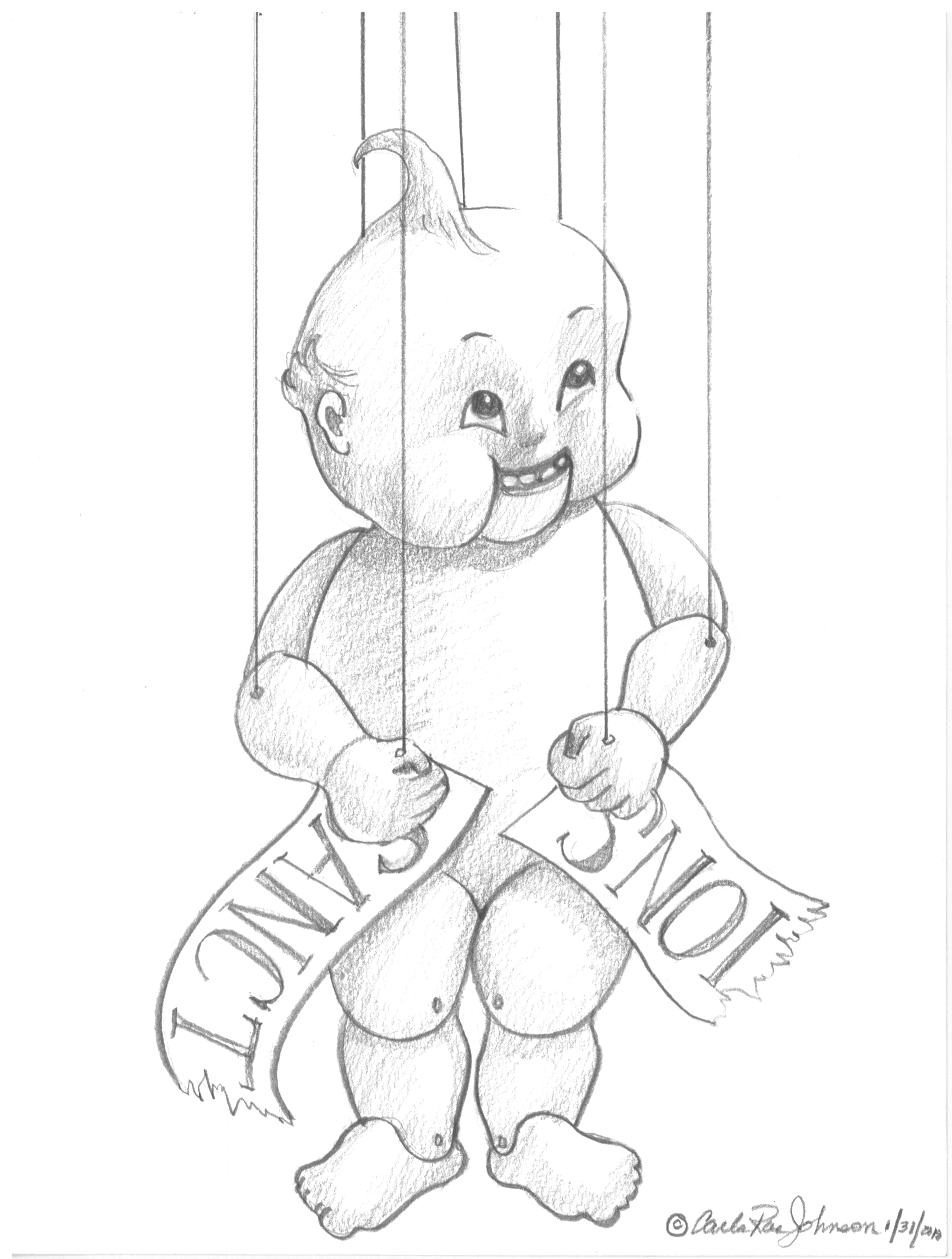 Carla Rae Johnson, PTSD Week 59, 2017, Graphite on bristol board, Political For Sale 6