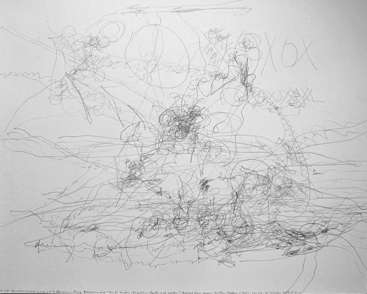 Live-Übertragung

Morgan O'Haras konzeptionell basierte performative Zeichnung erforscht die vitale Bewegung von Lebewesen, die menschliche Erfahrung von Zeit und Raum. Sie ist kulturell kontextualisiert in der Praxis des Zeichnens als einem