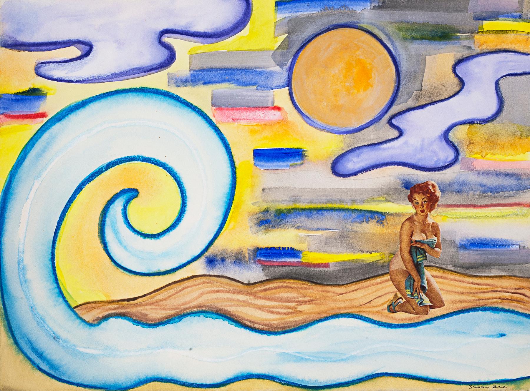 Susan Bee, Big Wave, 2006, gouache, collage, ink, crayon, colored pencil, col