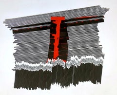 Bob Seng, Exit 915RR, 2018, scraped, collage, cartelli EXIT, 25" x 30".