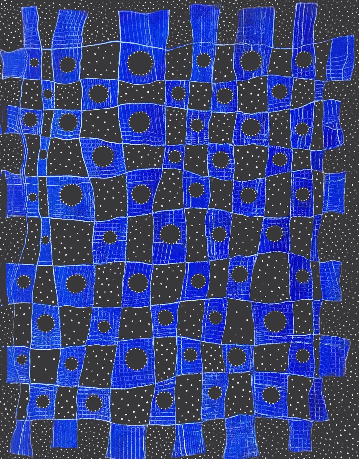 Le travail d'Andra Samelson explore la relation entre microcosme et macrocosme, vide et forme. L'imagerie de ses peintures est souvent associée à des systèmes moléculaires et galactiques. Rendant les formes de l'intérieur, ses lignes migrantes en