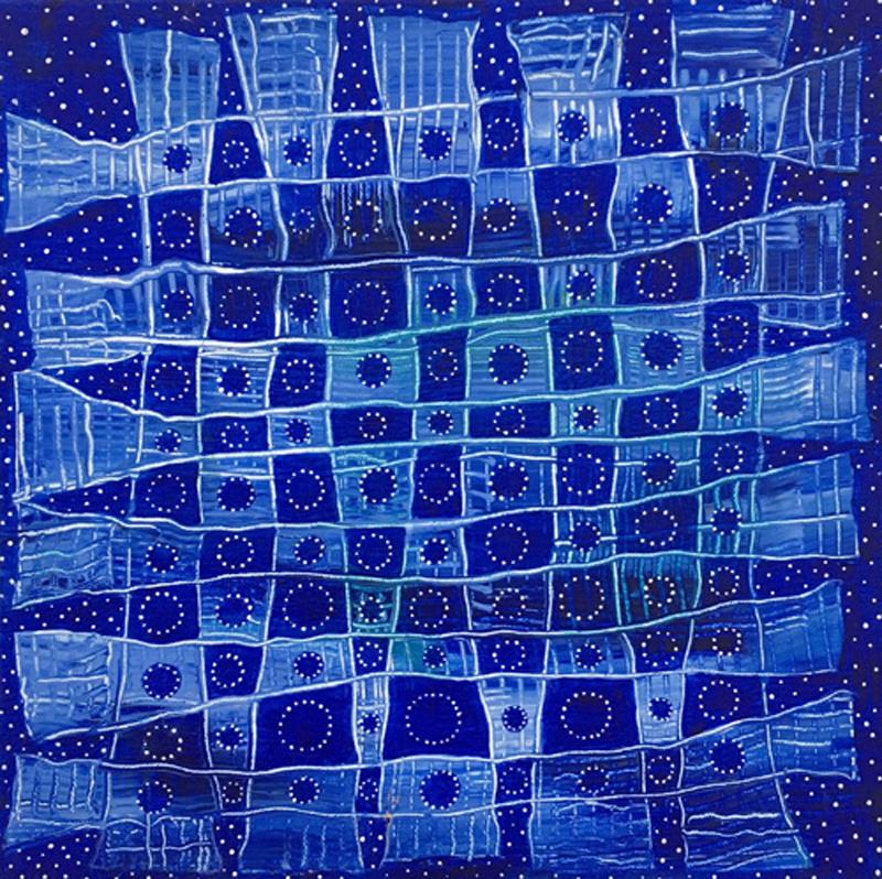 Andra Samelson, Stars of Tallapooza,  Acrylic on paper, 12 x 12 inches, 2018 For Sale 2