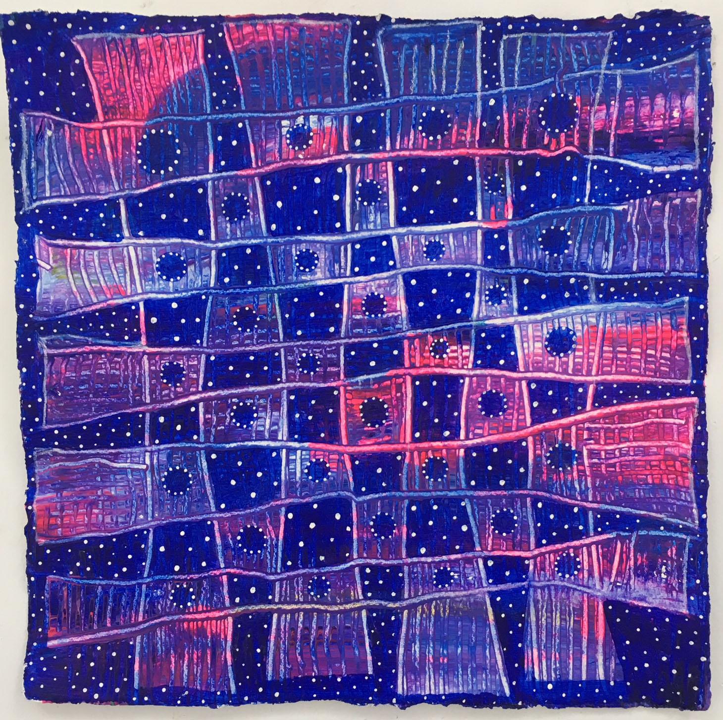 Andra Samelson, Dusk,  Acrylic on paper, 12 x 12 inches, 2018