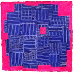 Andra Samelson, Red Square,  Acrylic on paper, 12 x 12 inches, 2018