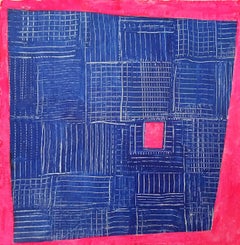 Andra Samelson, Pink Window,  Acrylic on paper, 12 x 12 inches, 2018