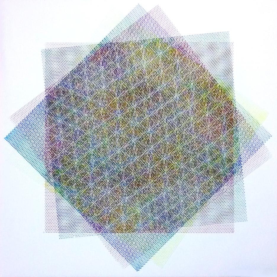 Matti Havens, Pattern Variation 3, 2018, sérigraphie, 19 x 19 pouces, champ méditatif en vente 2