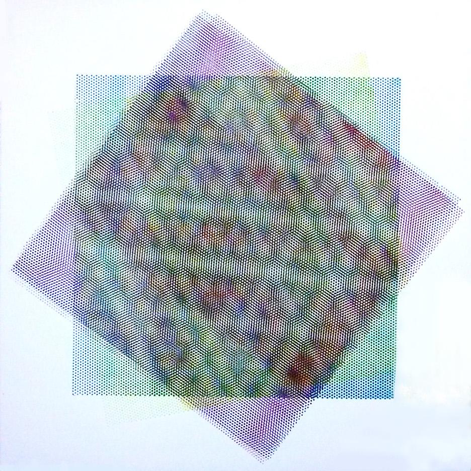 Matti Havens, Pattern Variation 3, 2018, sérigraphie, 19 x 19 pouces, champ méditatif en vente 3
