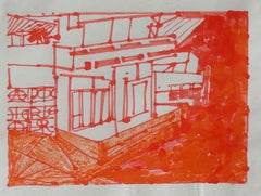 Josette Urso, Backyard 3, 2005, Ink Brush Drawing, 6 x 8 in