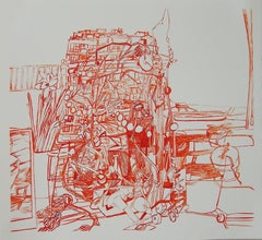 Josette Urso, Broken, 2018, Ink Brush Drawing, 12 x 13 in