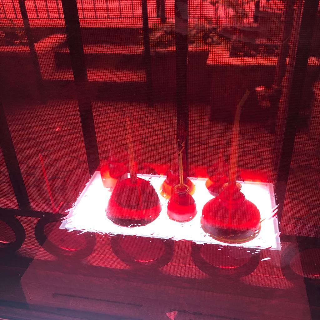 Katherine Jackson, Pequeño Petróleo  Seeing Red, 2020, Vidrio Madera Acero, Plexi, LED en venta 1
