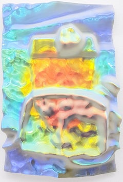Object #76, Iridescent relief wall-hung sculptural work with 3d printed resin