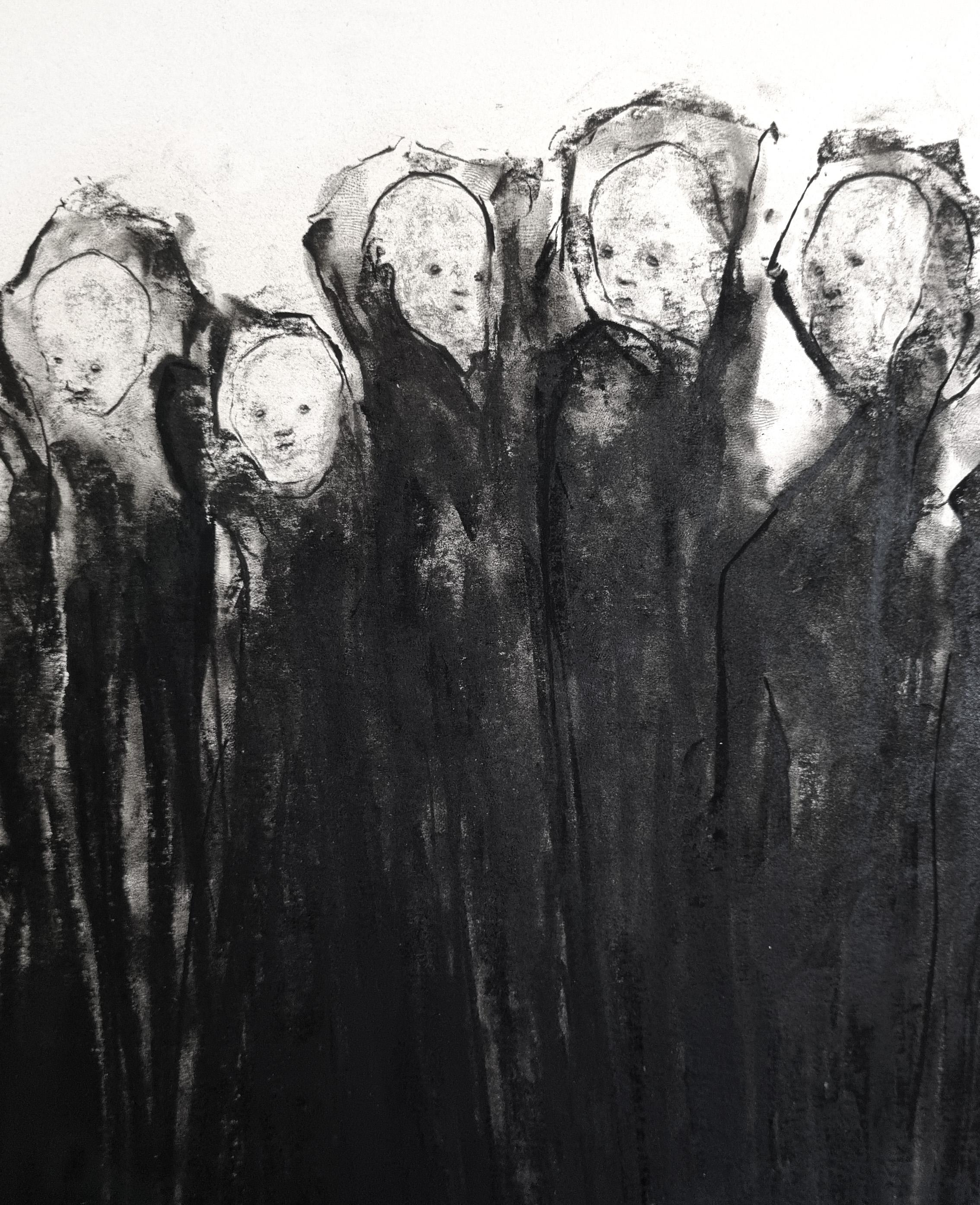 تهران - Black Abstract Drawing by Felix Dolah