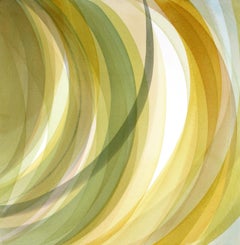 Grass, aquarelle abstraite contemporaine verte sur papier
