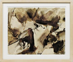 Mid century modern ink wash painting Abstract Expressionist COA signed by artist