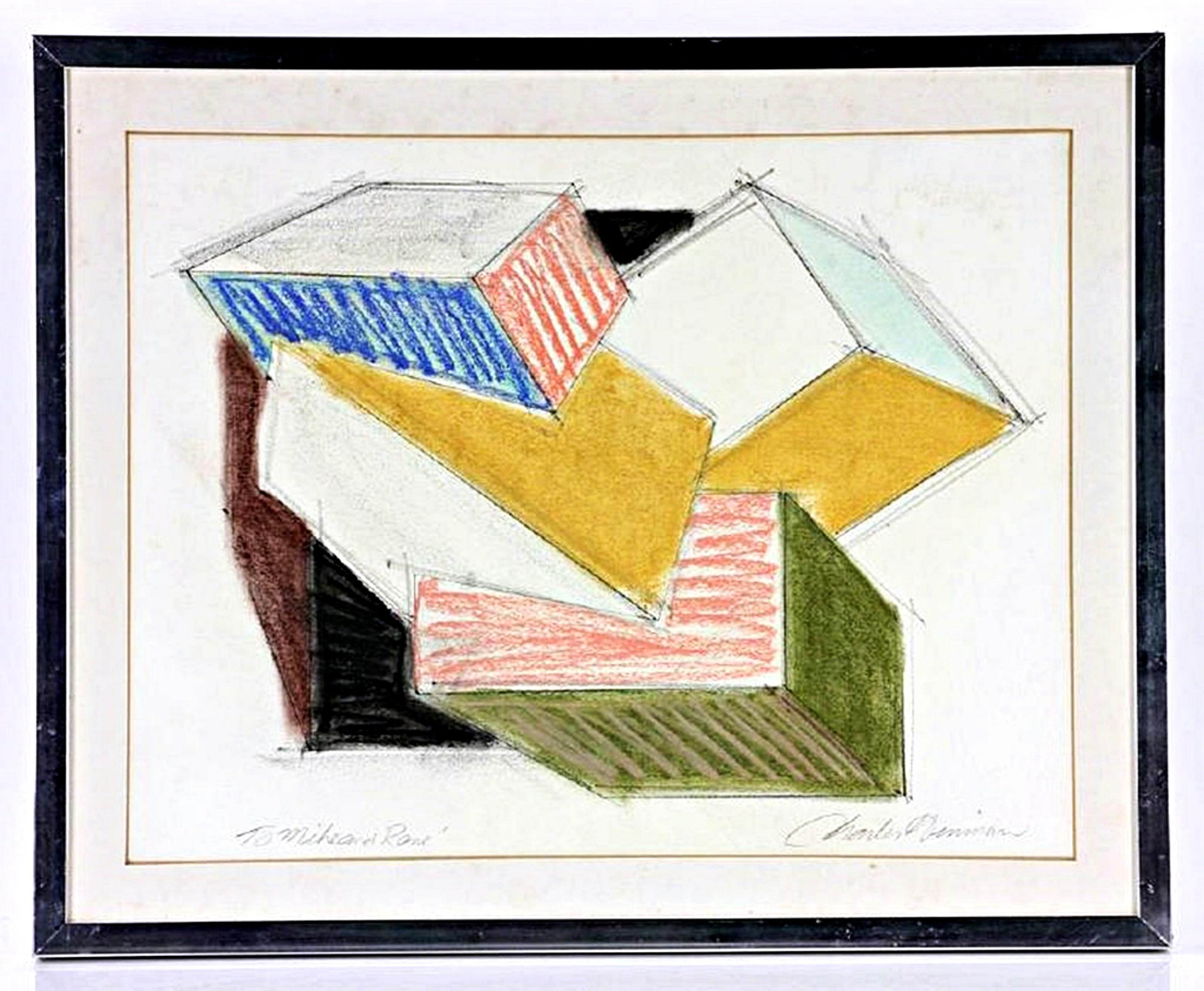 Charles Hinman Abstract Drawing - Untitled Geometric Abstraction - Minimalist composition