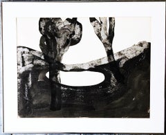 Vintage Untitled Abstract Expressionist Mid Century Modern unique ink wash on paper