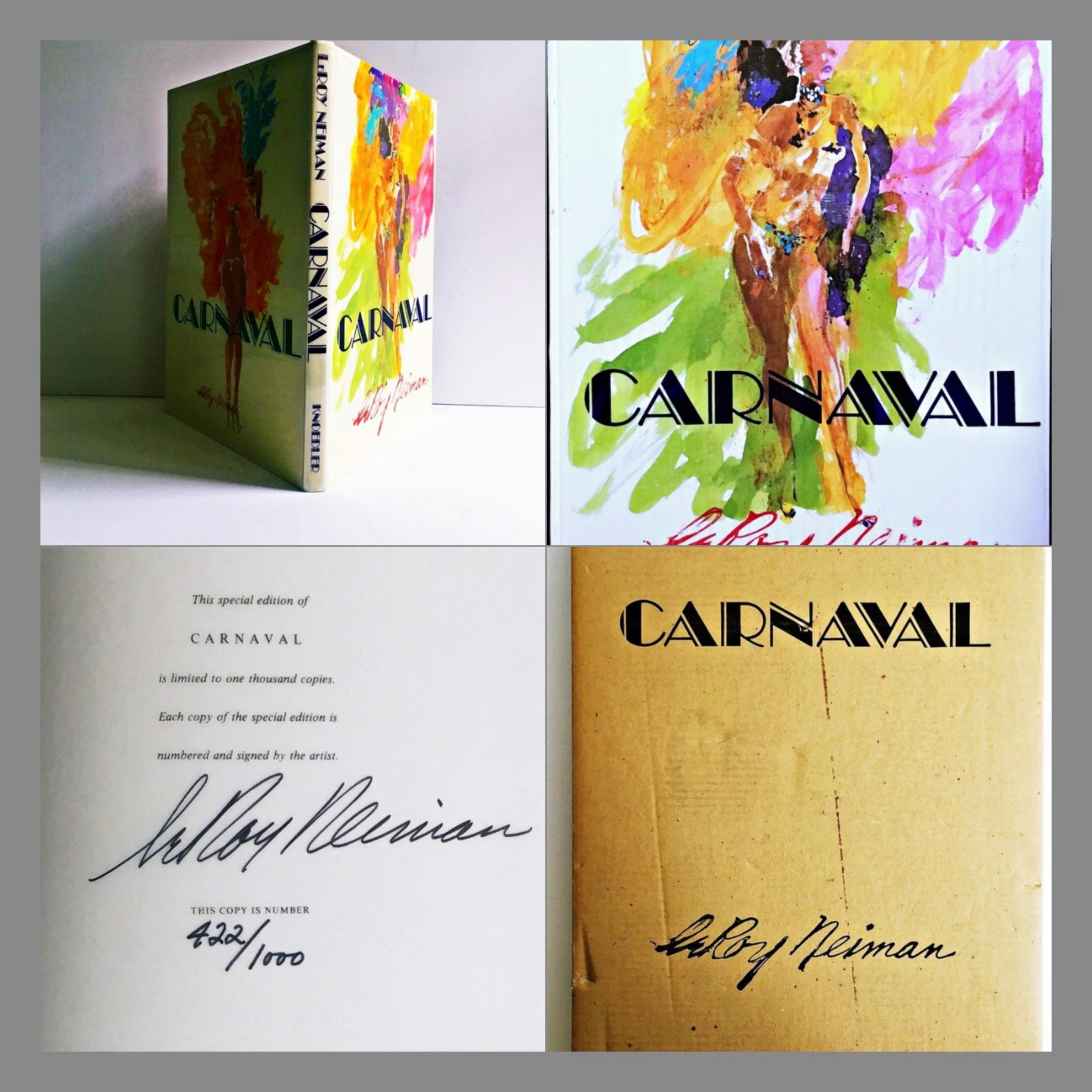 Großes illustriertes Carnaval-Geschenkbuch in maßgefertigter Schachtel (Handsigniert und nummeriert) – Mixed Media Art von Leroy Neiman