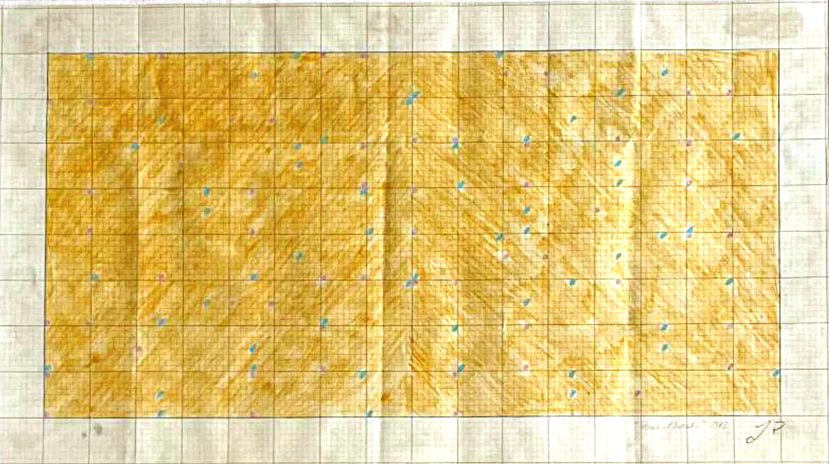 Midget Racer (einzigartige Mid Century Modern Color Field Abstract Geometric Zeichnung)