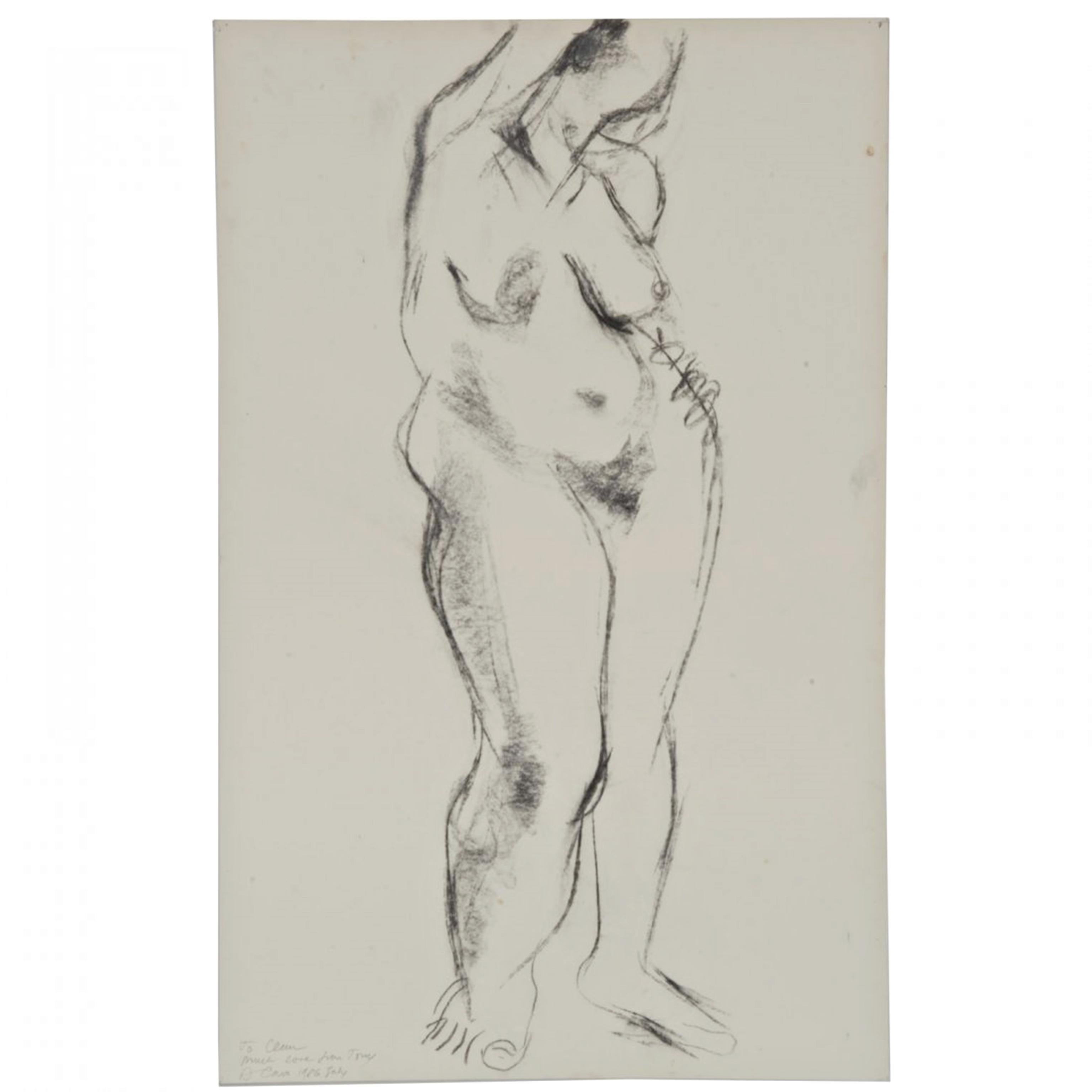 Nude Anthony Caro - Sans titre nu (signé, dédié et inscrit à Clement Greenberg)
