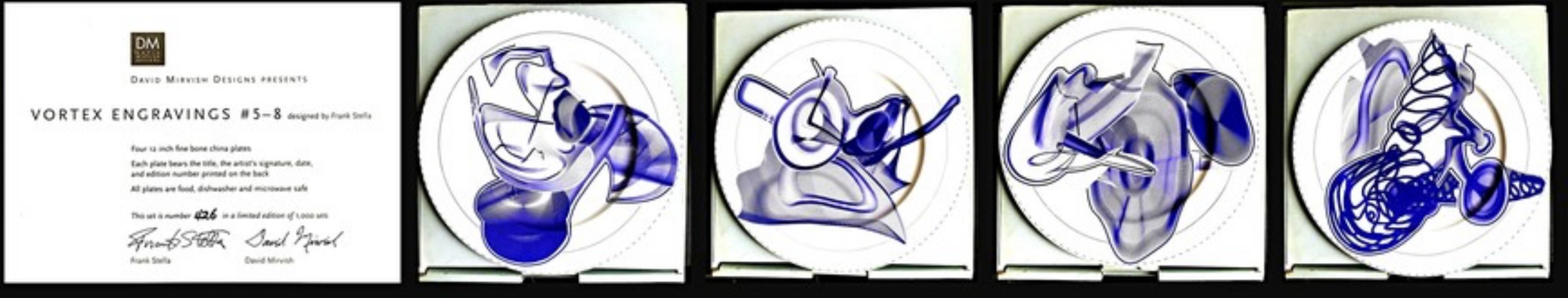 Gravures Vortex : quatre assiettes en édition limitée (avec certificat d'authenticité signé par Frank Stella)