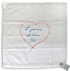 I Promise to Love You (embroidered handkerchief with hand signed, inscribed tag)