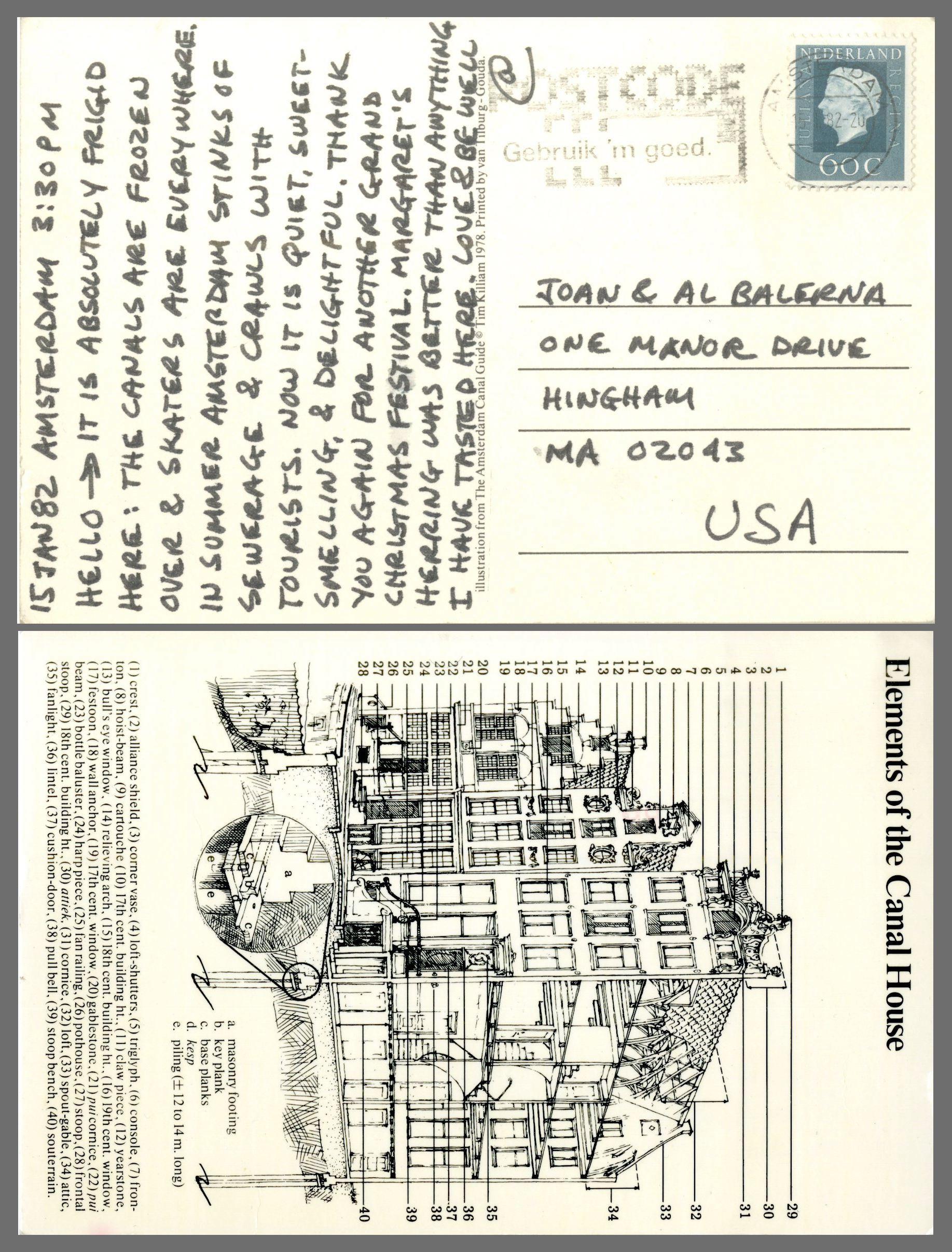 Carl Andre Abstract Drawing - Handwritten letter from Amsterdam the artist's sister (Hand signed postcard)