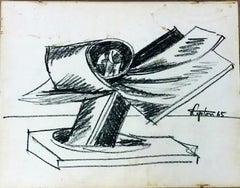 Studie für Pazifische Vogelskulptur, Kreide auf Papier, signiert, Marlborough-Gerson
