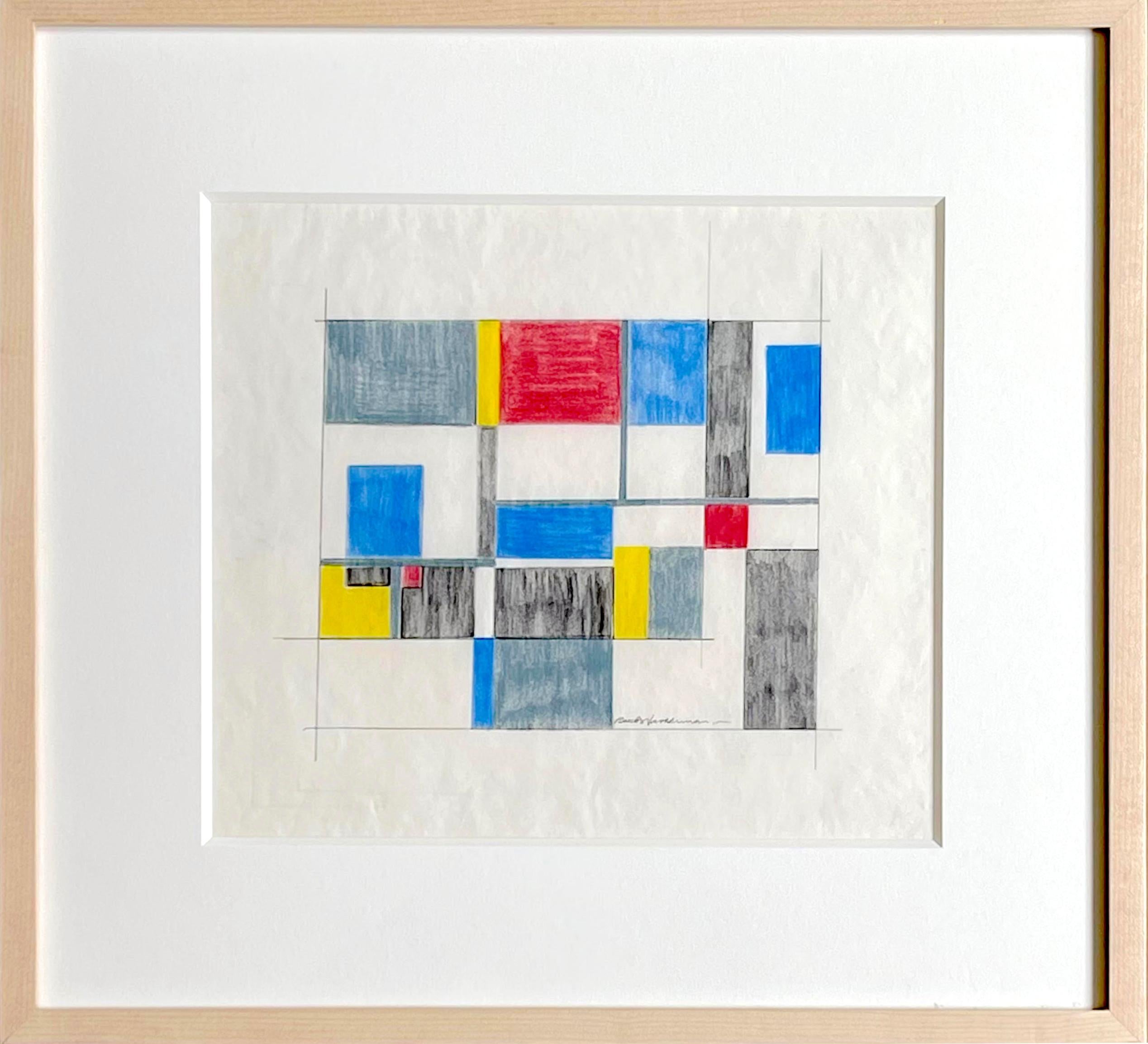 Untitled Mid Century Modern Geometric Abstraction protege of Ad Reinhardt  - Art by Burton Wasserman