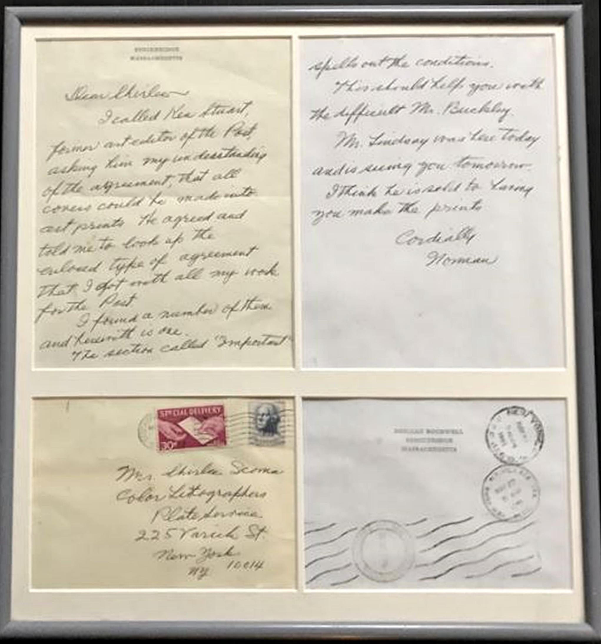"This should help you with the difficult Mr. Buckley" handwritten, signed letter - Art by Norman Rockwell