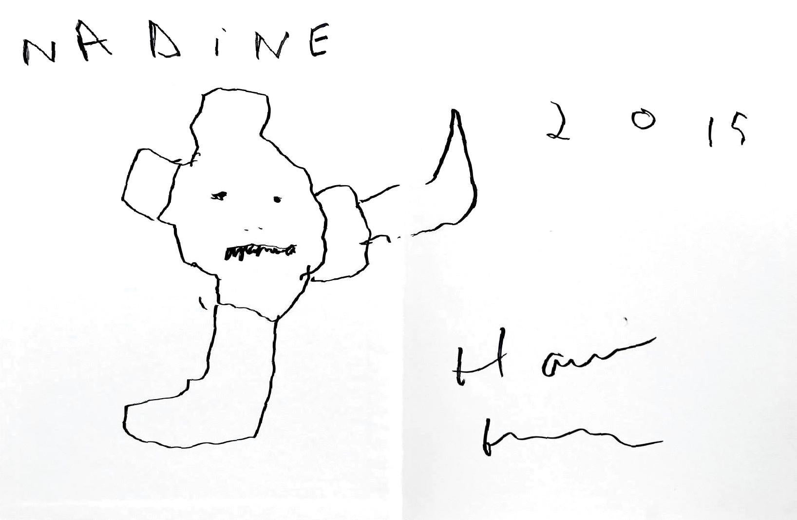 Harmony Korine Abstract Drawing – Originalzeichnung (Hand signiert und mit Nadine beschriftet)