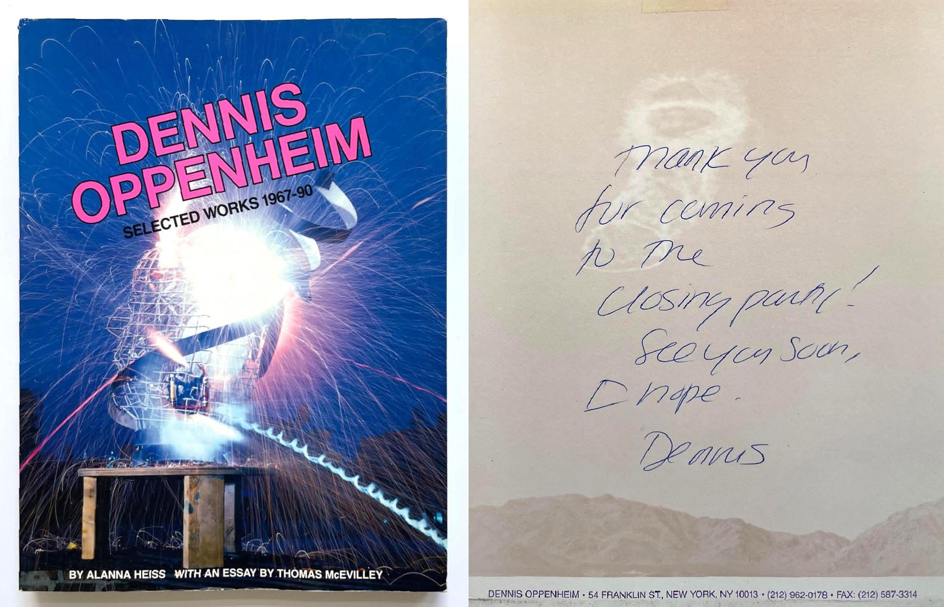 Book: Selected Works 1967-90 And the Mind Grew Fingers (and hand written letter) - Art by Dennis Oppenheim