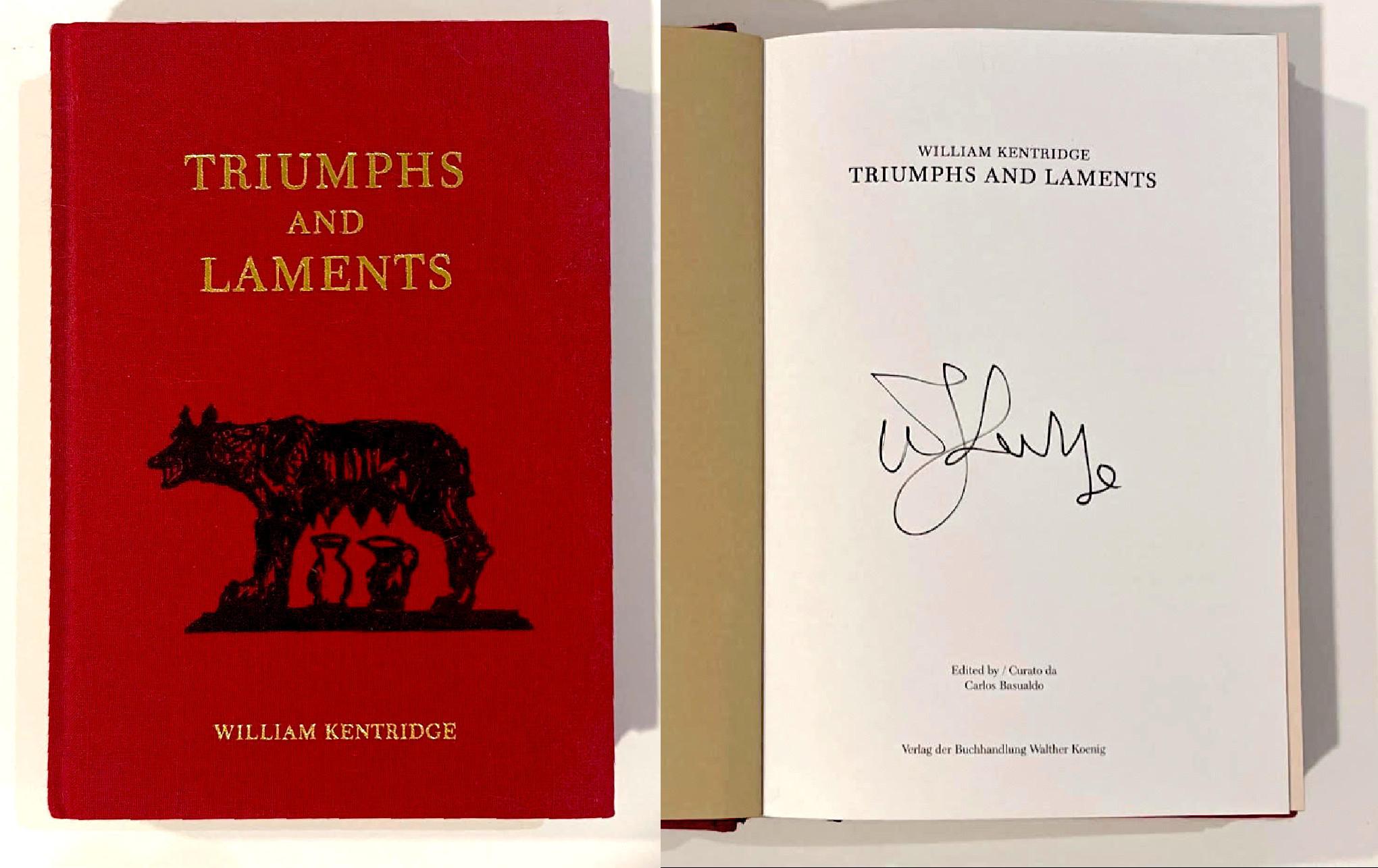 William Kentridge: Triumphs & Laments (Hand signed by William Kentridge), 2018
Hardback monograph with cloth cover and no dust jacket as issued (hand signed by William Kentridge)
Boldly signed in dark ink by William Kentridge on the title page
8 × 5