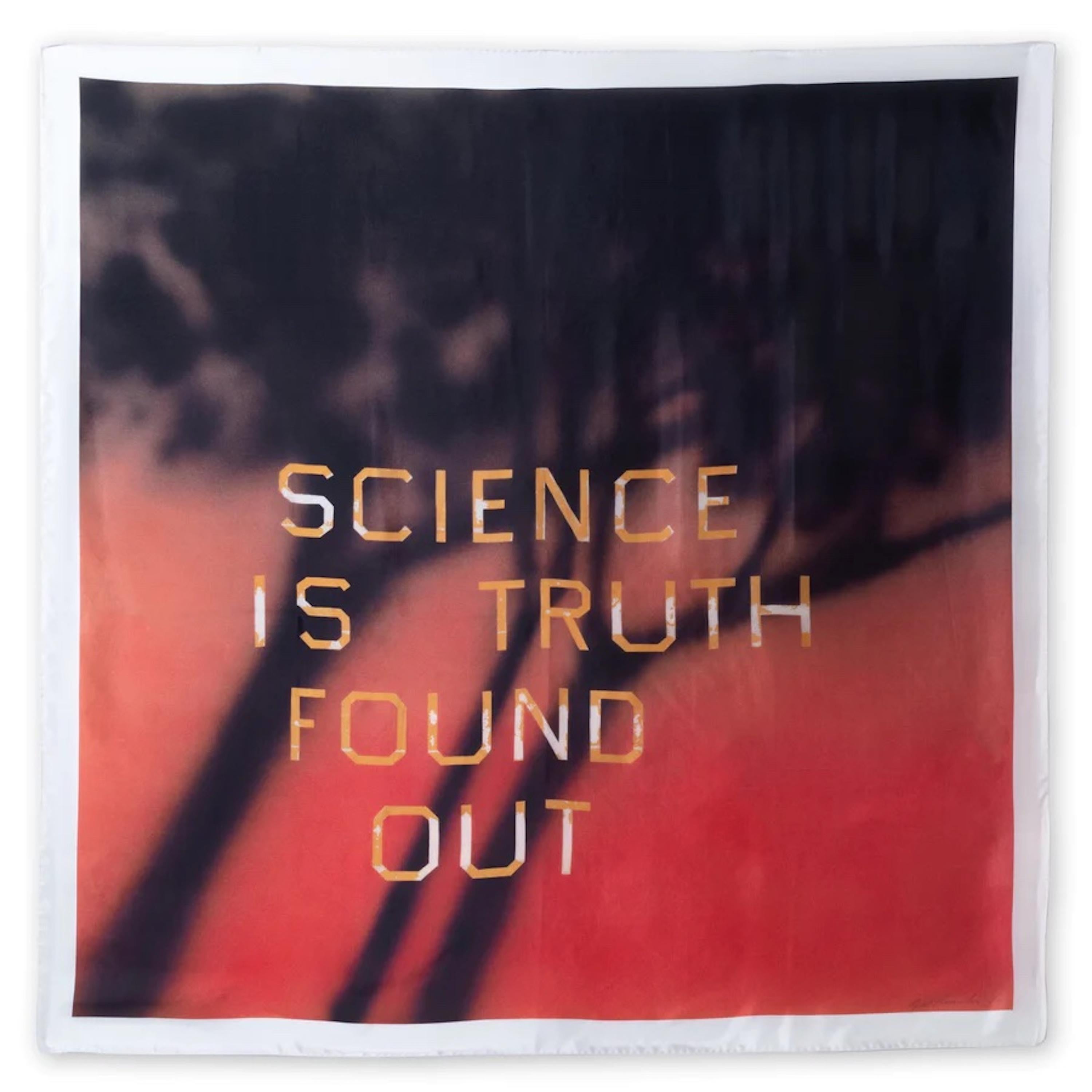 Science is Truth Found Out (Red),  Limited Edition signed scarf: 51.25 Sq inches