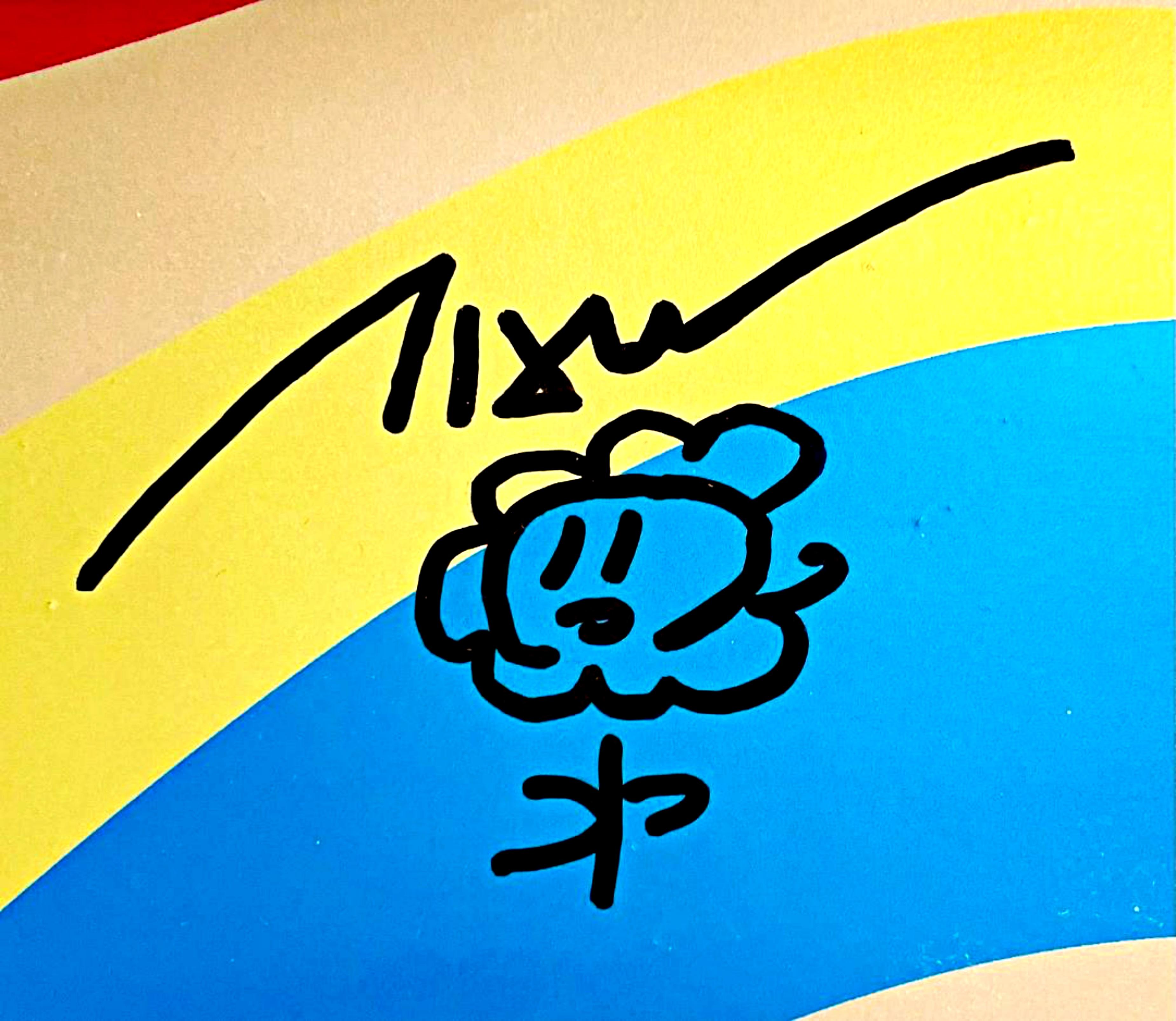 Original hand signed Flower Drawing on limited edition skateboard - Mixed Media Art by Takashi Murakami