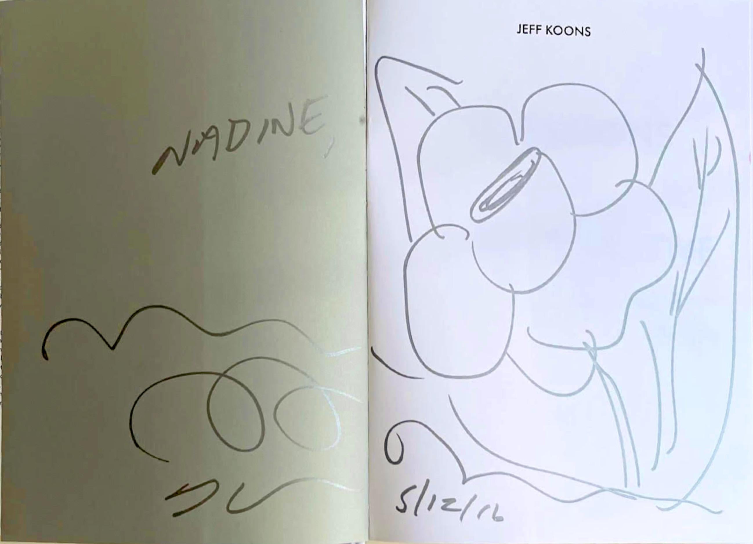 Original Flower Drawing inscribed signed twice bound in Whitney Museum monograph - Pop Art Art by Jeff Koons