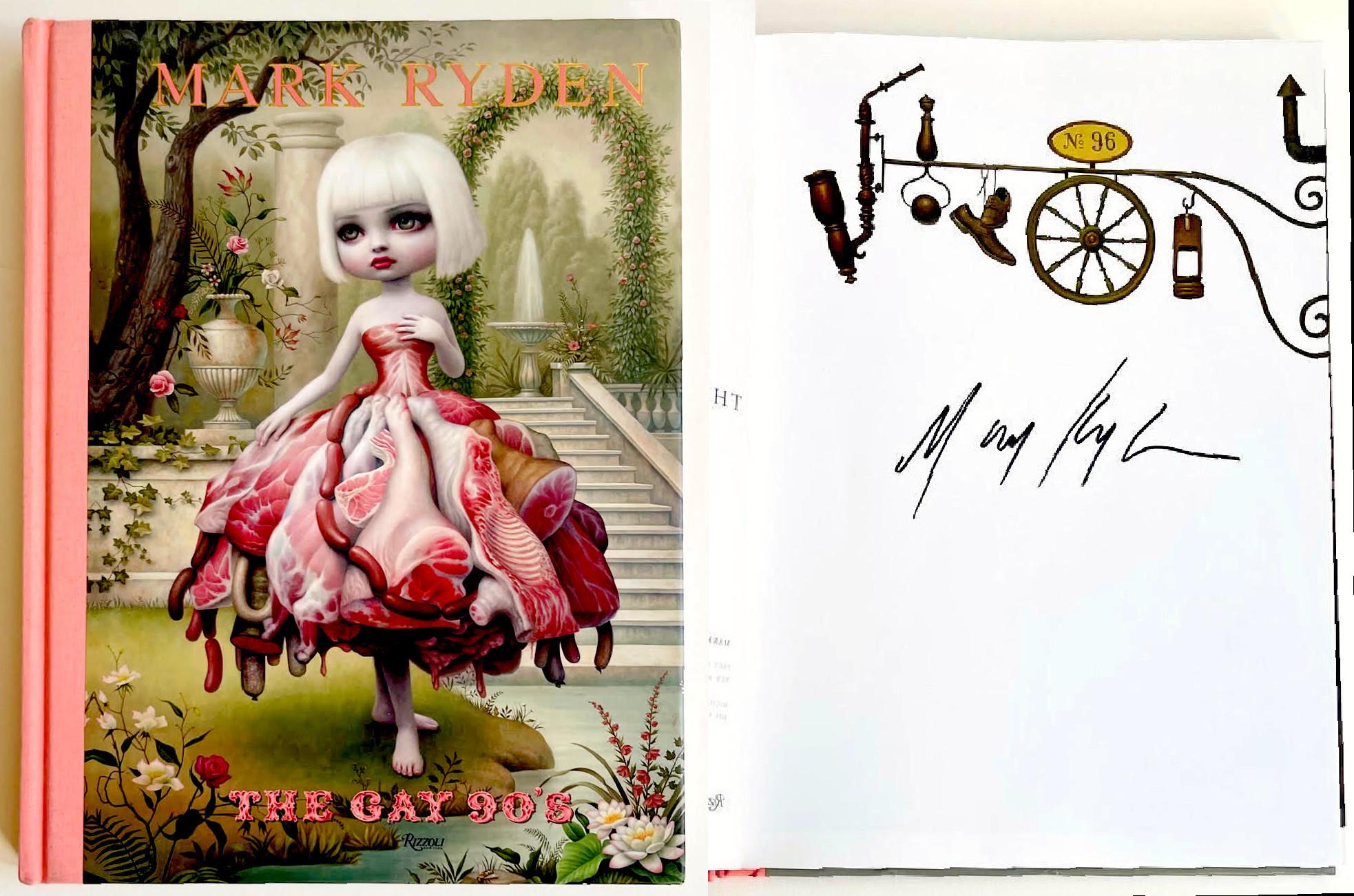 Mark Ryden
The Gay 90's (Hand signed by Mark Ryden), 2013
Hardback monograph (hand signed by Mark Ryden)
Boldy signed by Mark Ryden
12 1/4 × 9 1/4 × 1 inches
This elegant hardback monograph with illustrated covers and no dust jacket, as issued, was