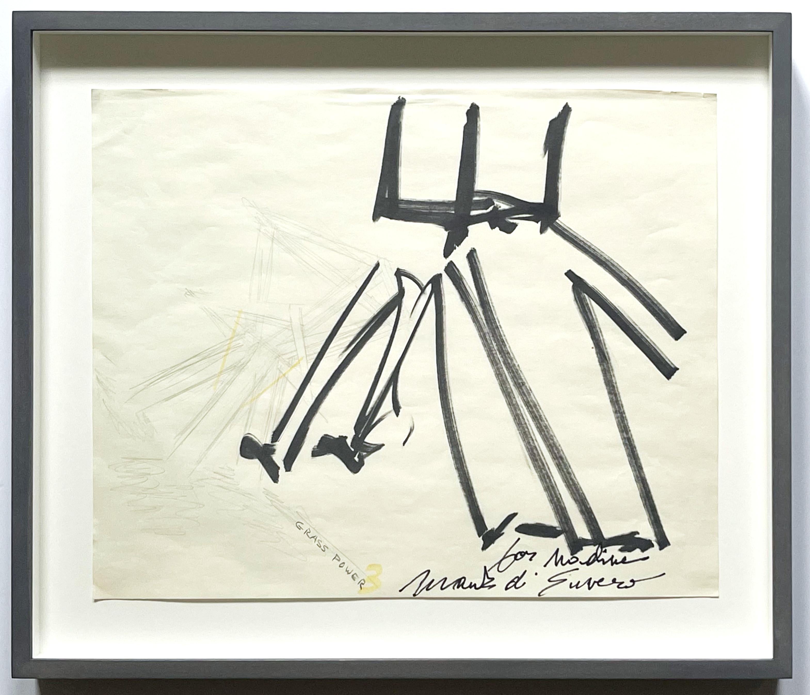 Grass Power, original unique signed drawing, hand signed and inscribed; Framed - Mixed Media Art by Mark di Suvero
