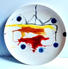 Acrobat (détail), assiette en porcelaine en édition limitée dans une boîte bleue sur mesure - abstrait