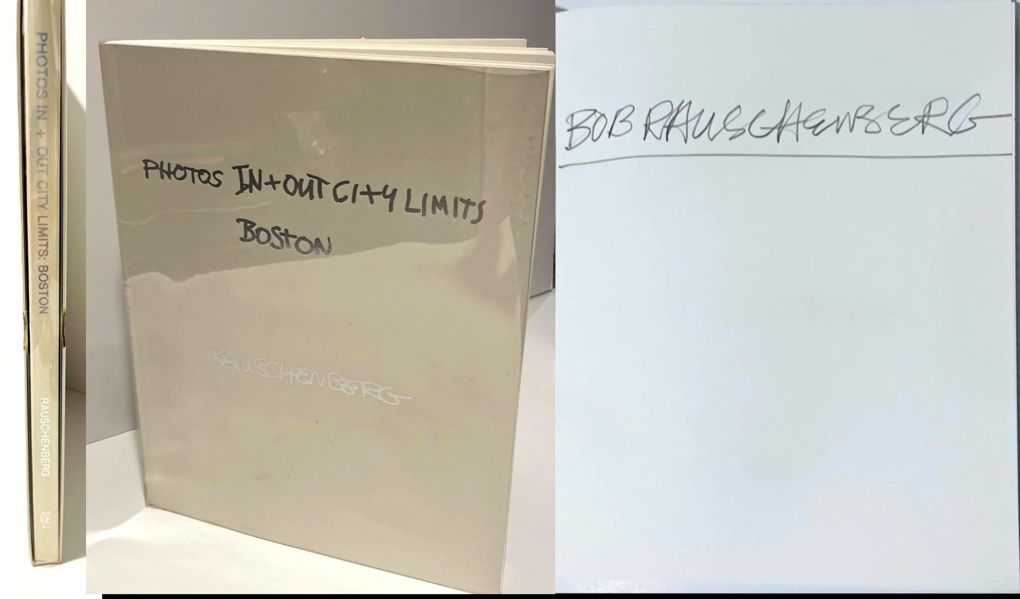 Robert Rauschenberg
Photos In+Out City Limits: Boston (hand signed by Robert Rauschenberg), 1981
Monograph held in slipcase (Hand signed in graphite pencil)
Hand signed by Robert Rauschenberg in graphite pencil on the first front end page
13 × 10