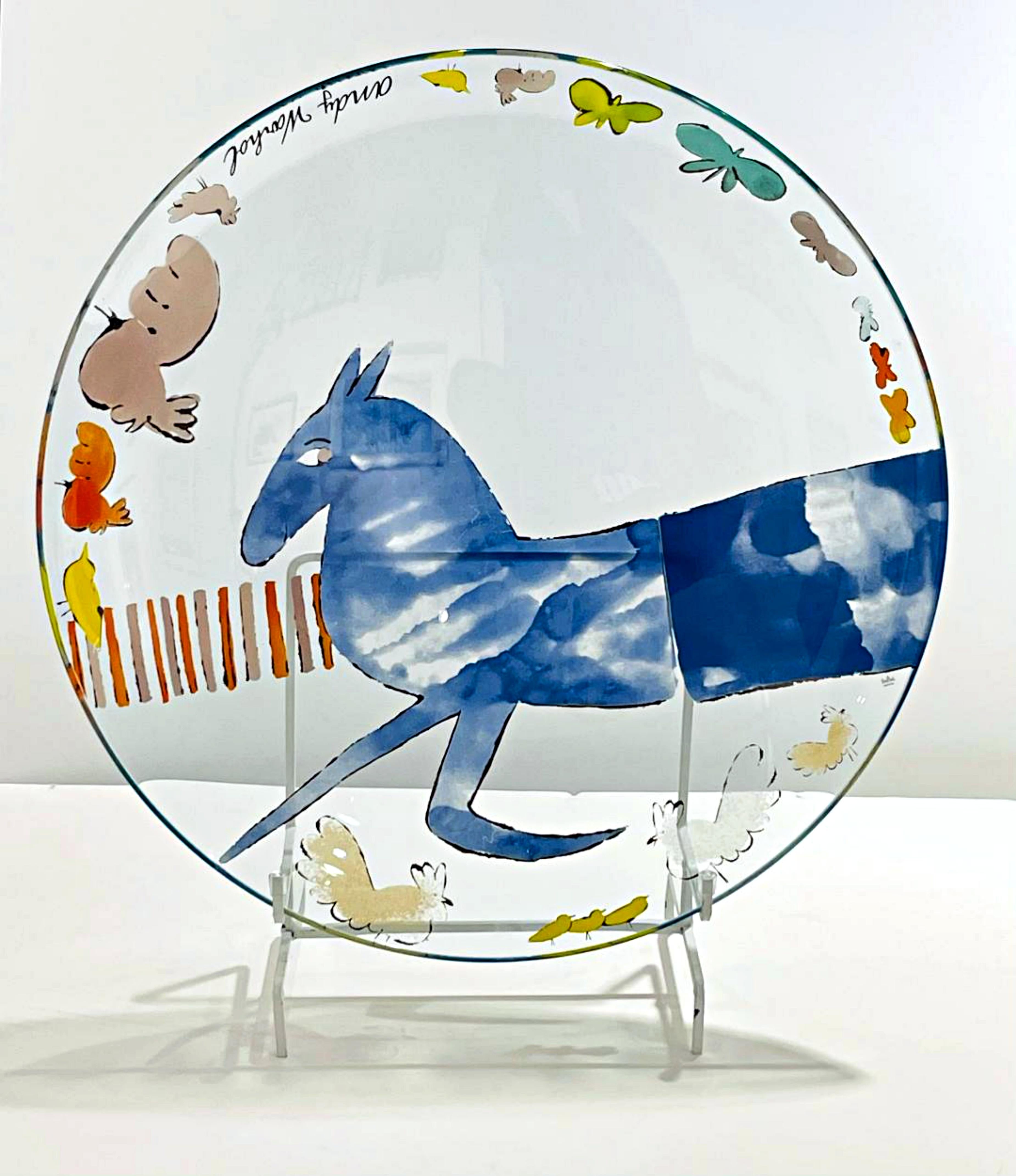 Rare Vintage Large Unicorn silkscreen on glass bowl, Rosenthal Inc.  - Mixed Media Art by Andy Warhol