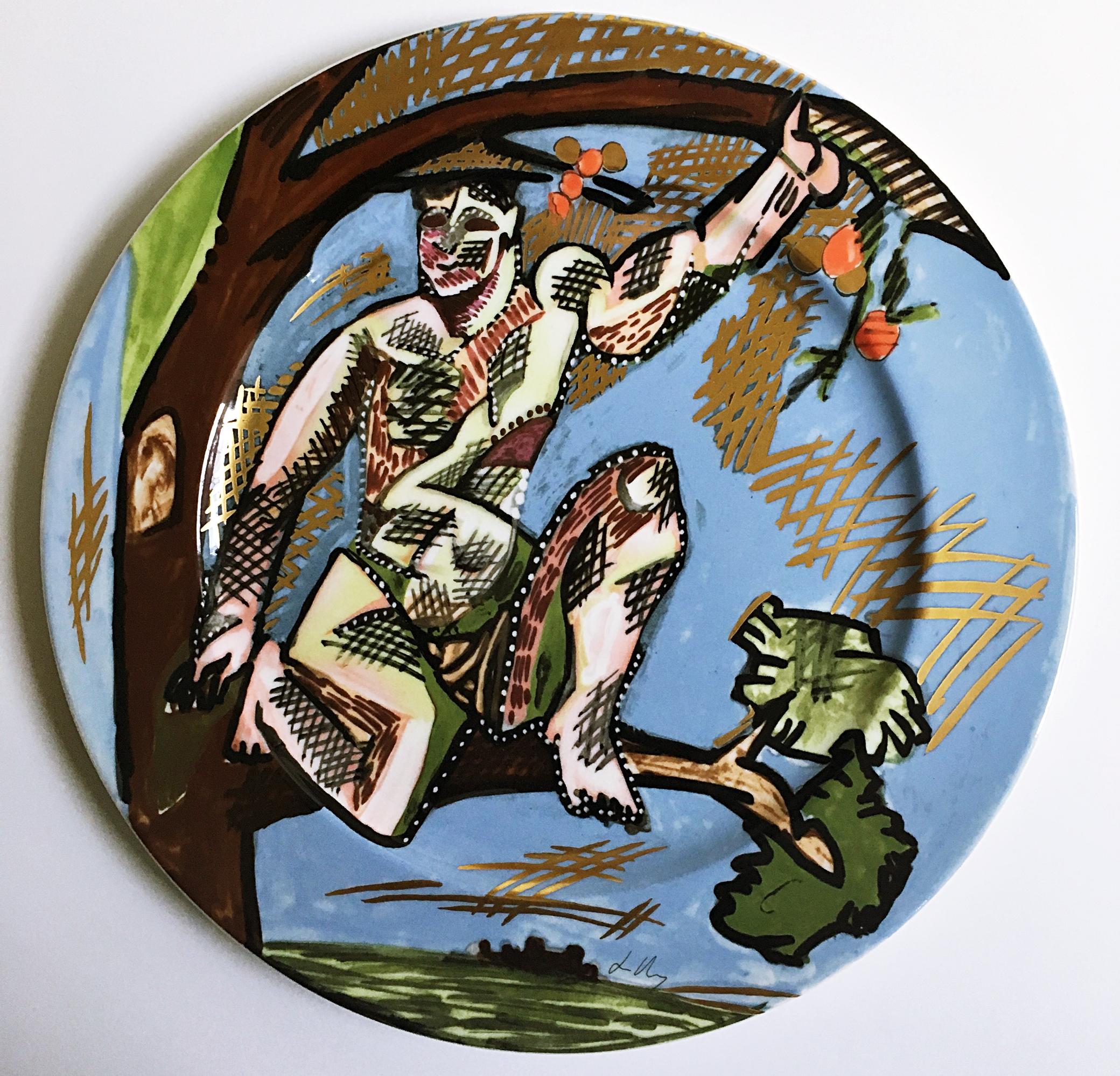 Kunstlerplatzteller Artists ceramic plate by Rosenthal, Inc - Mixed Media Art by Sandro Chia