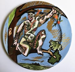 Retro Kunstlerplatzteller Artists ceramic plate by Rosenthal, Inc