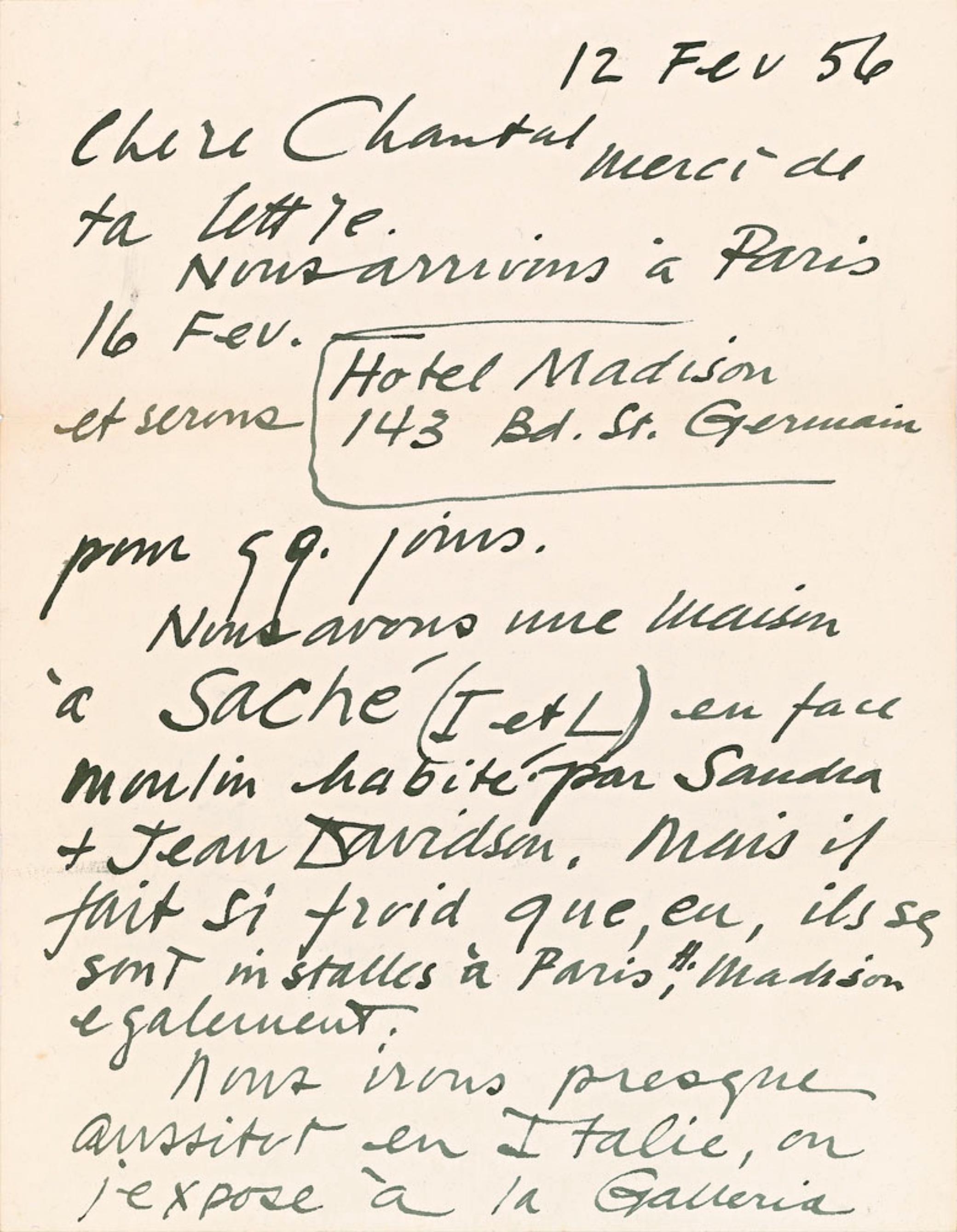 Alexander Calder Figurative Art - Handwritten, signed letter