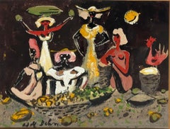 Adolf Dehn, Haitian Scene A, signiertes Gemälde, Associated American Artists, 1950er Jahre
