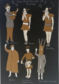 "Ancora più amici di Jason", incluso Dzama, pittura su carta firmata su due lati