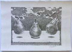 Peras bailarinas arte sobre la comida Exquisito dibujo a tinta único firmado artista japonés