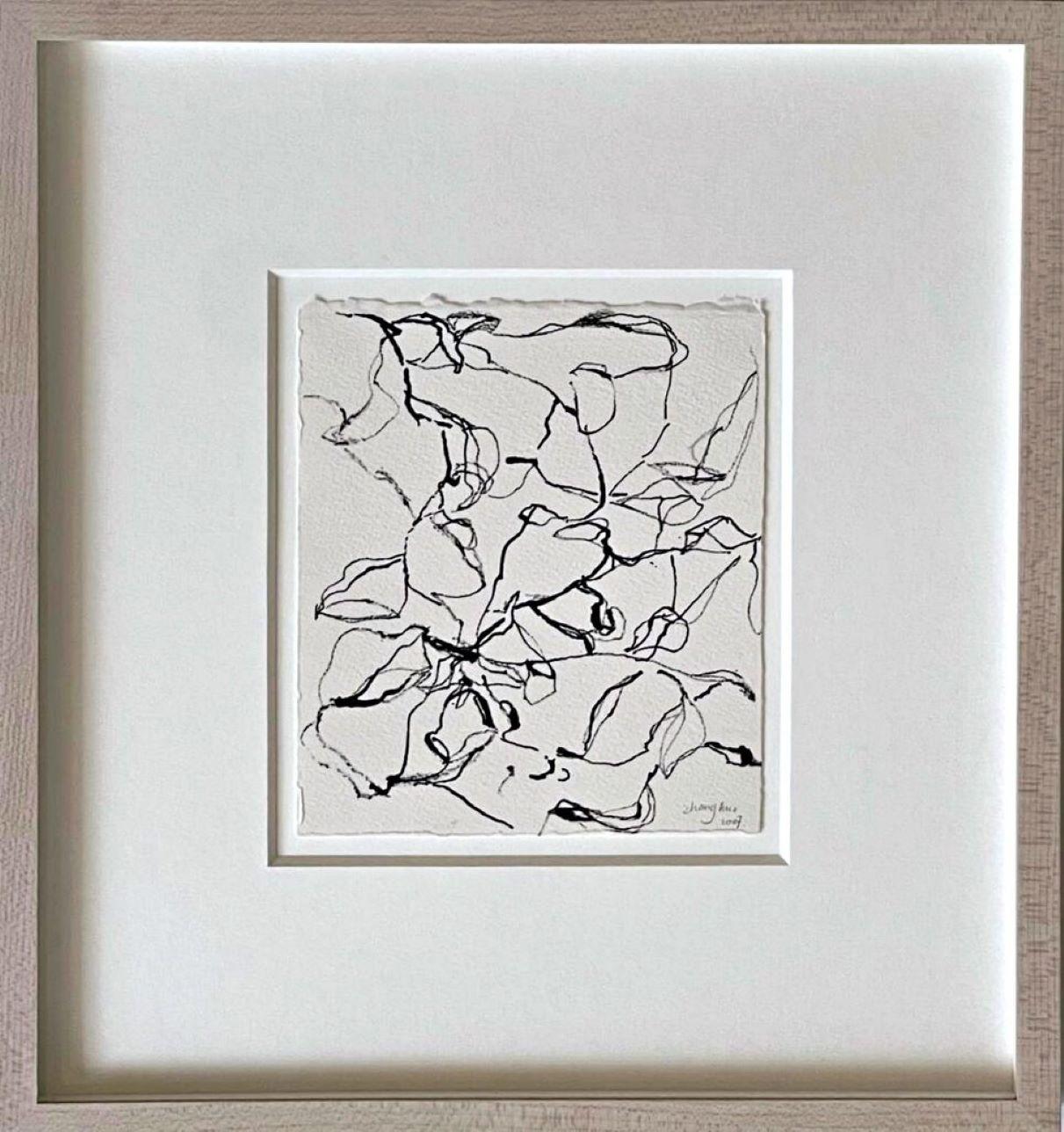 Abstract Painting Zhang Hui - Dessin de calligraphie chinois signé (Collection d'art mémorial Sloan Kettering), encadré